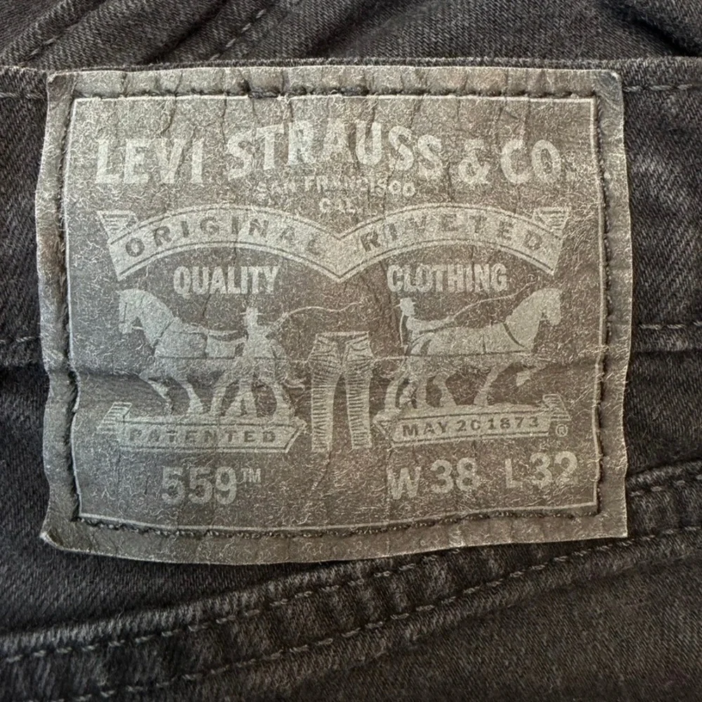 Levi's 559 Mens Relaxed Straight Black Denim Jeans 38x30 Solid Casual Classic